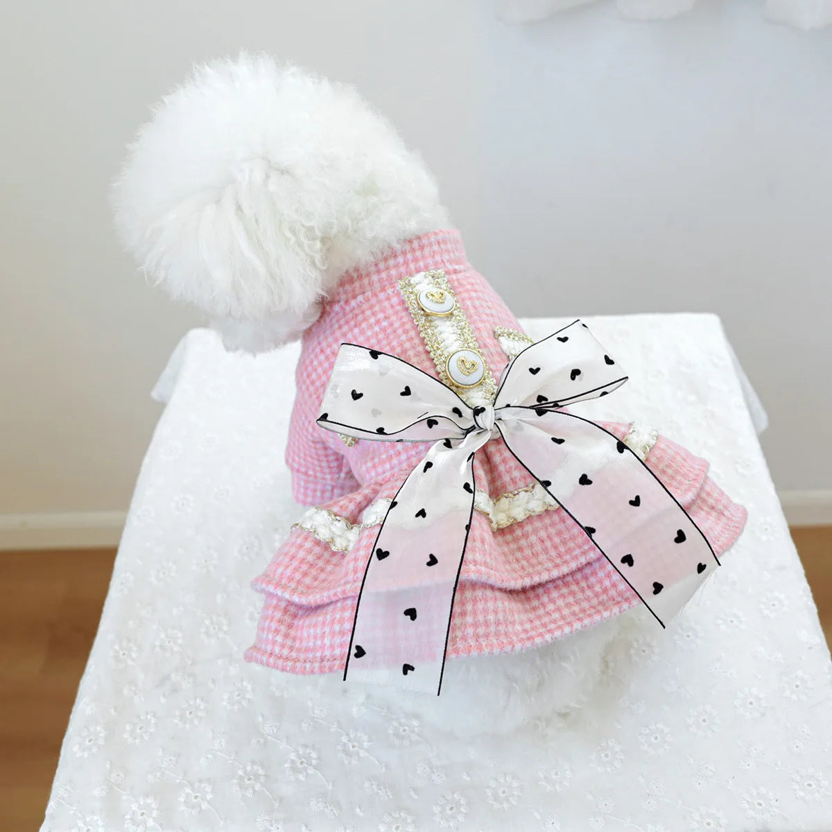 Wool Bowknot Dog Cat Dress