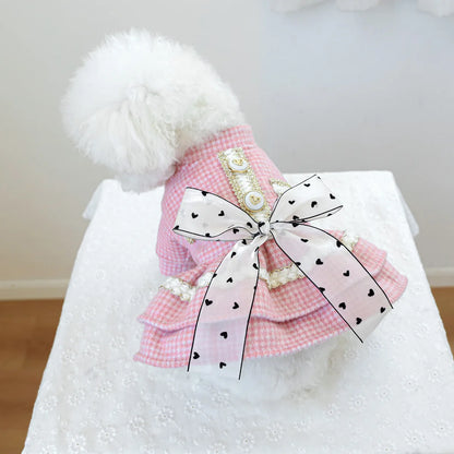 Wool Bowknot Dog Cat Dress