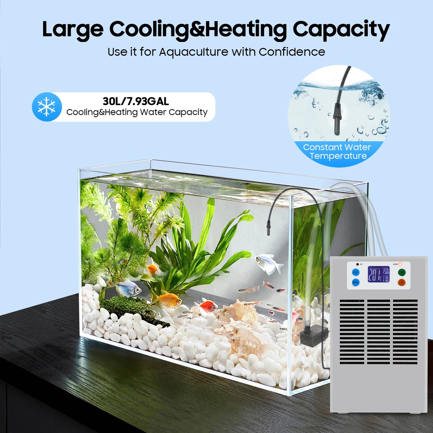 100W , Aquarium 30L Water Heater Air Conditioner