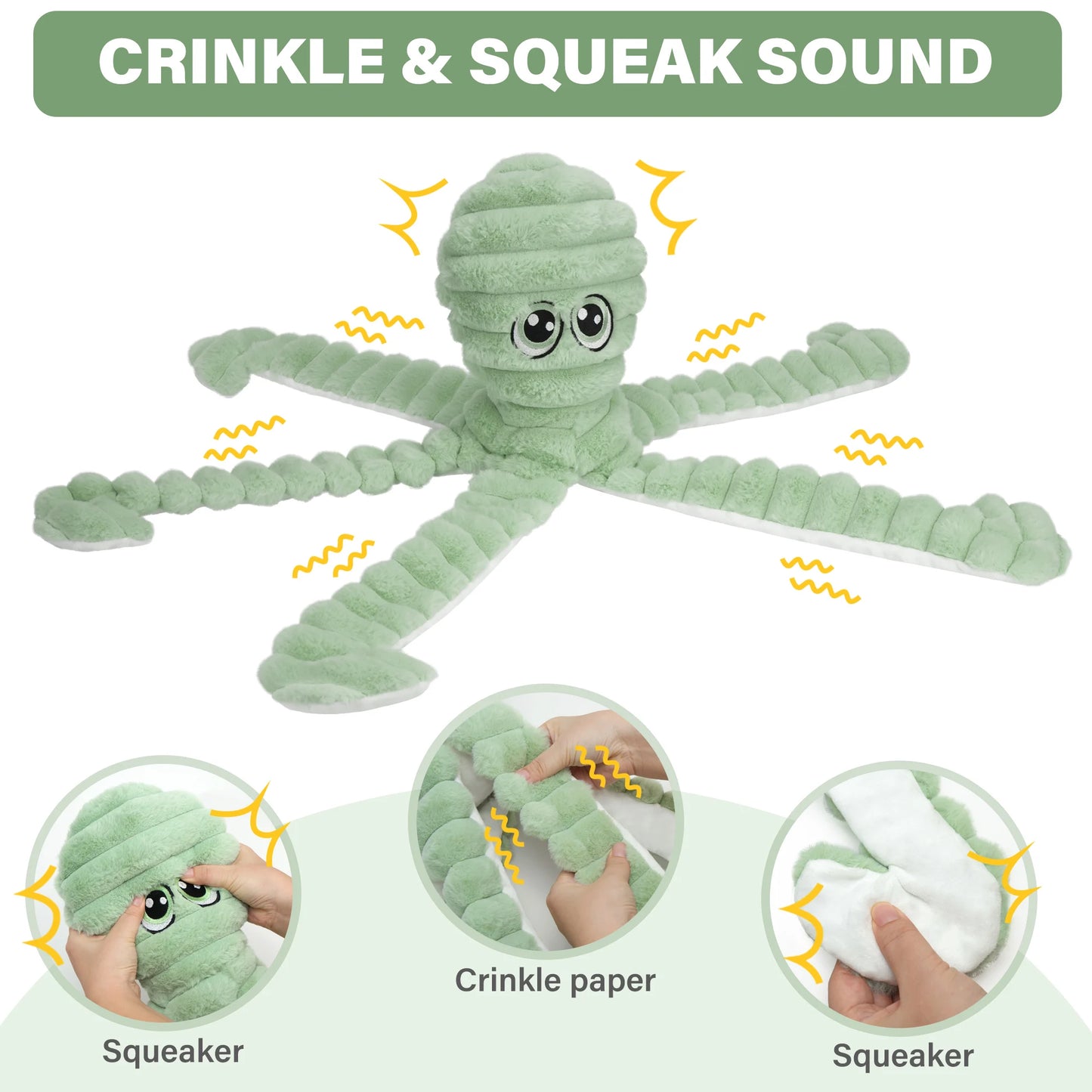 Octopus Design Squeaky Plush Toy