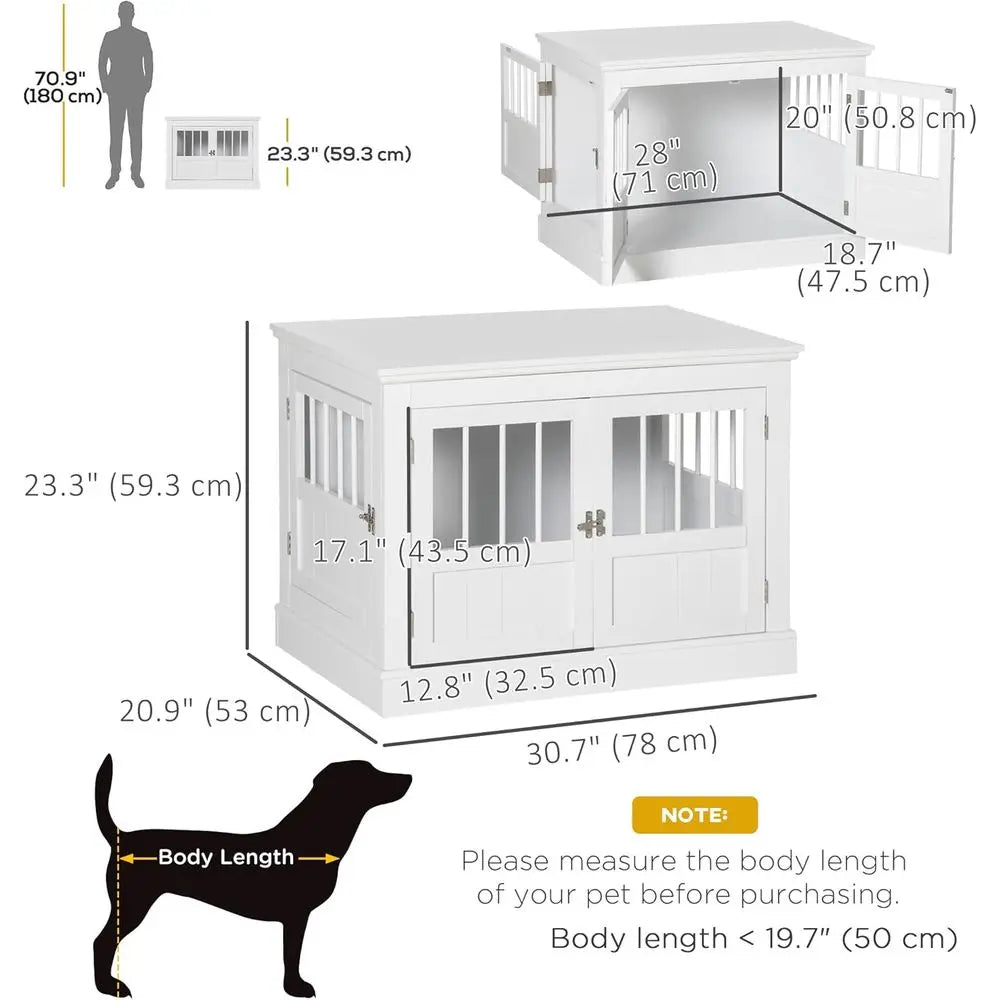 Triple Door Wooden Dog Crate