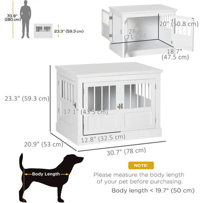 Triple Door Wooden Dog Crate