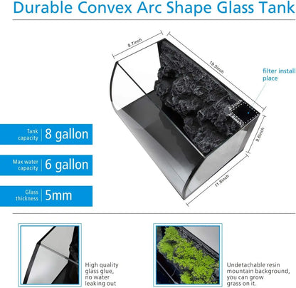 8 Gallon LED Glass Aquarium Kit