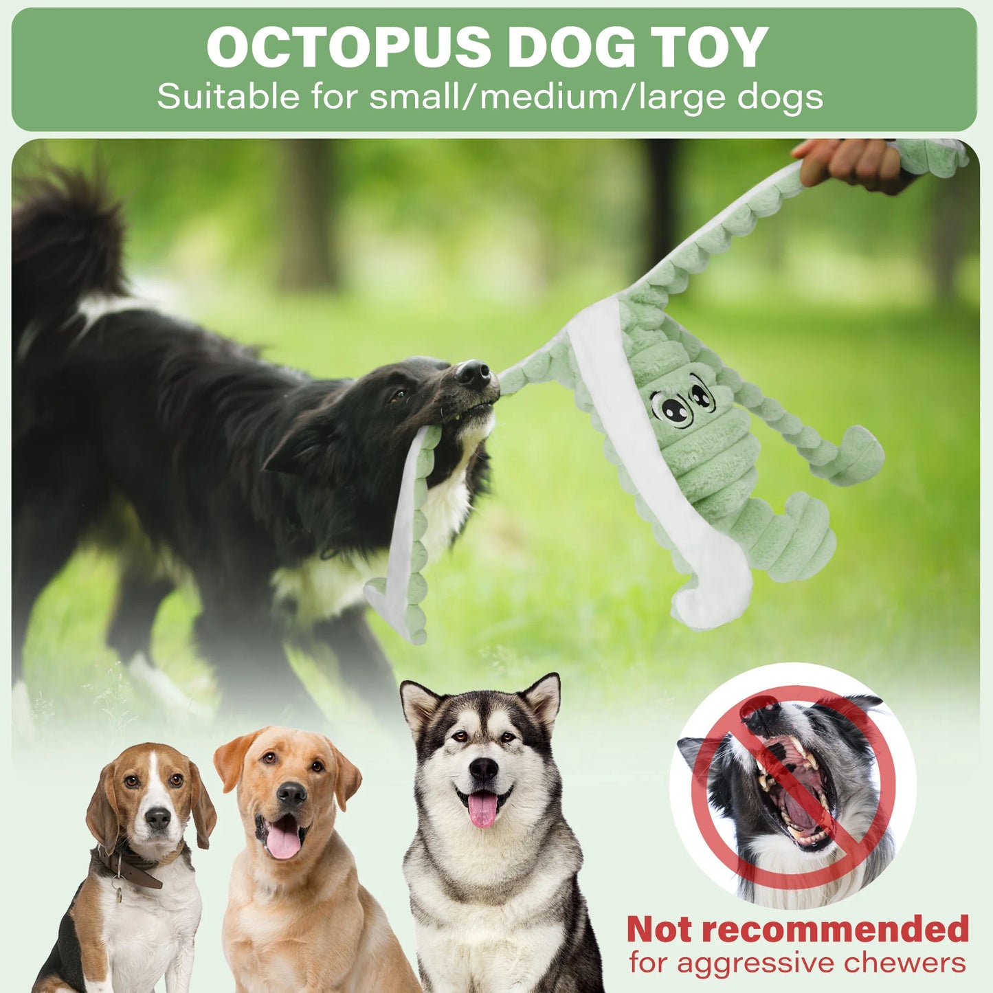 Octopus Design Squeaky Plush Toy