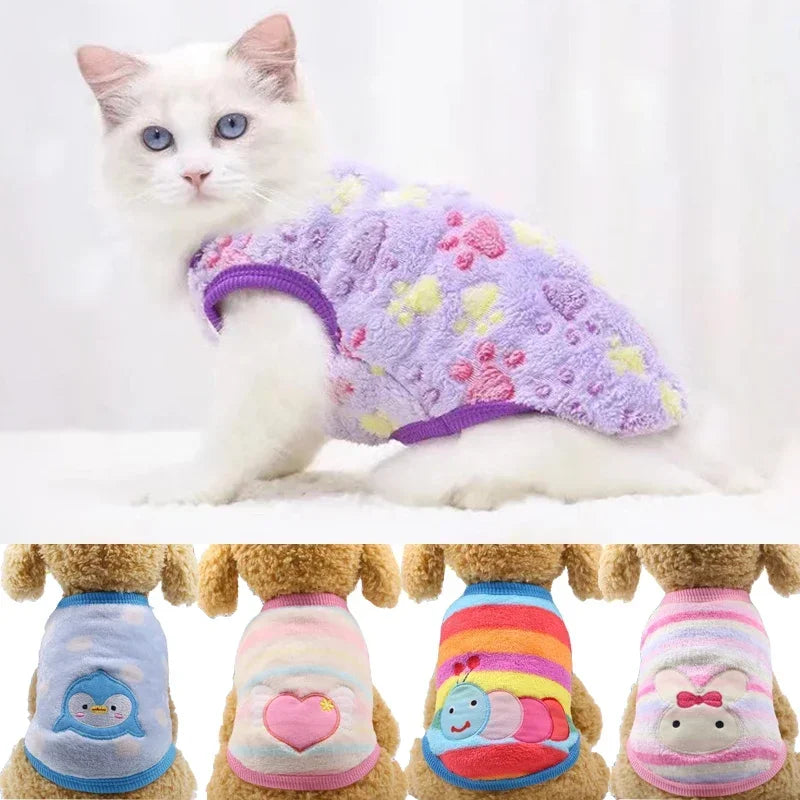 Cartoon Fleece Pet Clothes