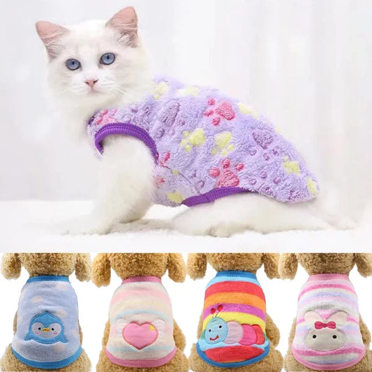 Cartoon Fleece Pet Clothes