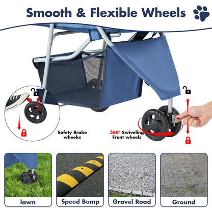 3-Wheel Foldable Pet Stroller For Small Dogs