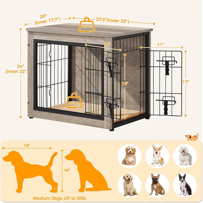Wooden Dog Crate with Cushion