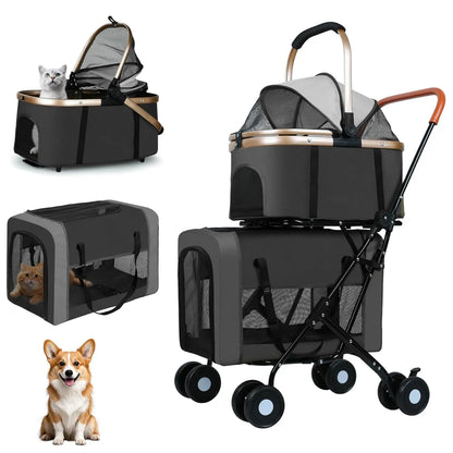 Foldable Double Pet Stroller