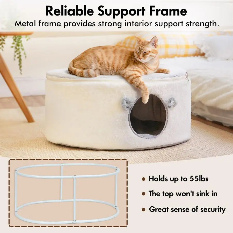 Fluffy Large Enclosed Cat House Cave