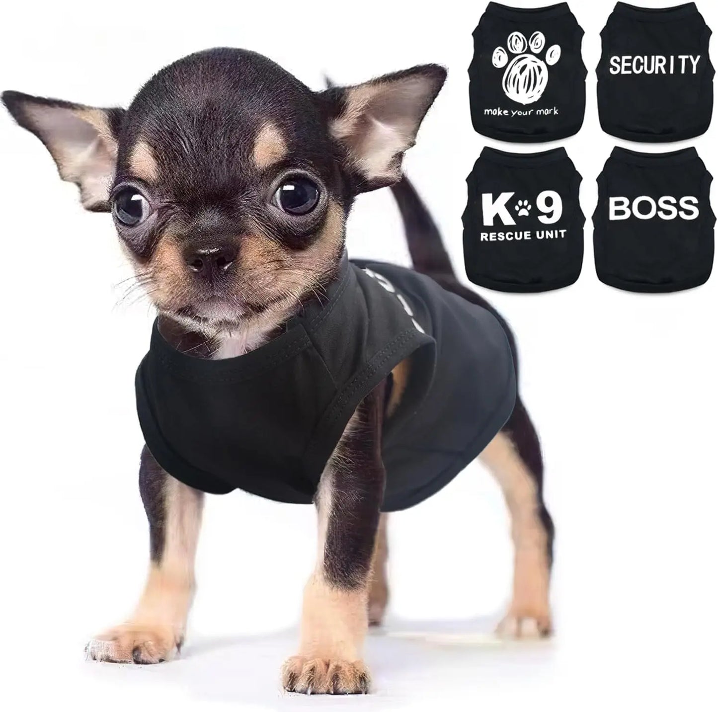 4-Piece Small Dog Clothes Set for Summer and Spring, Soft Pet Shirts in XXS Black