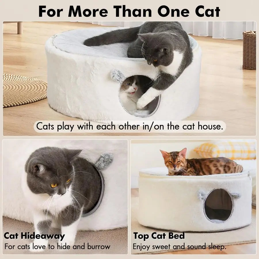 Fluffy Large Enclosed Cat House Cave