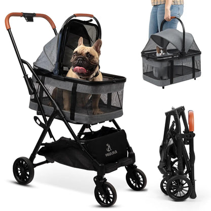 Pet Stroller with Detachable Carrier