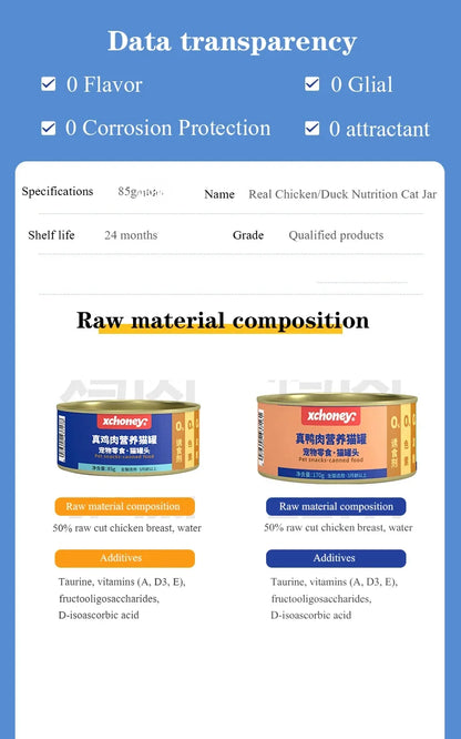 Canned cat chicken duck hydrating wet food
